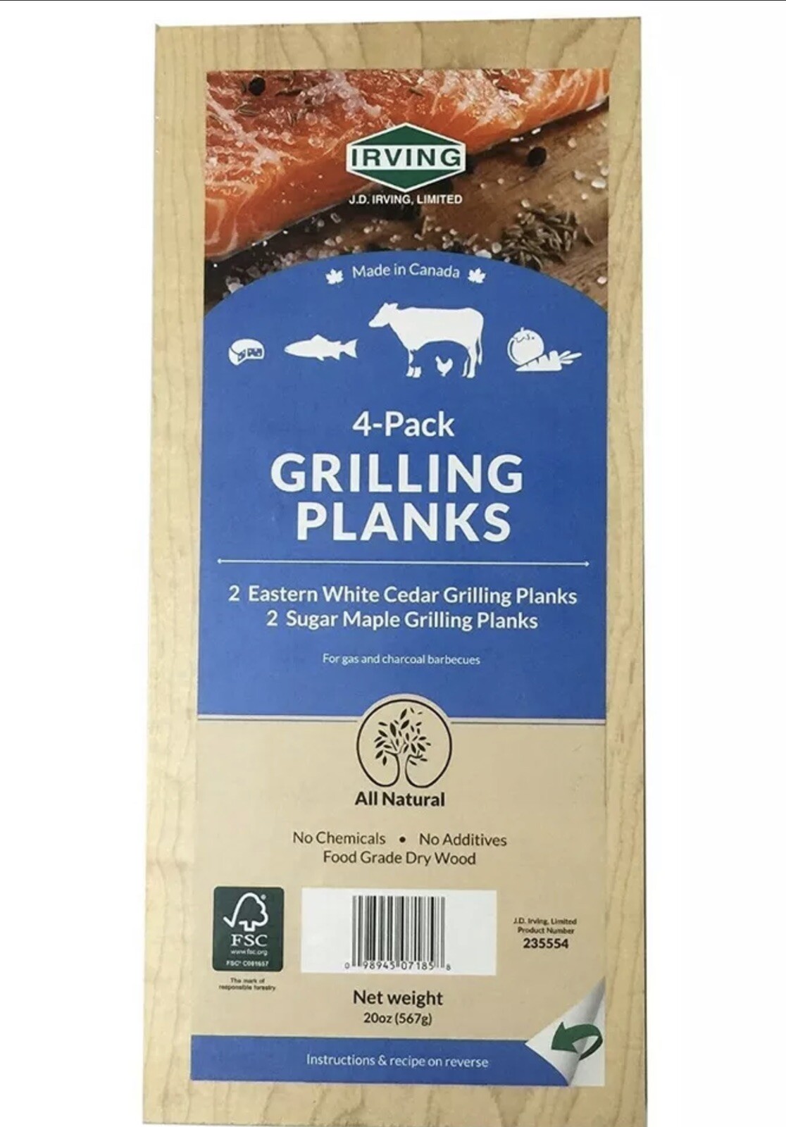 Irving Grilling Planks - amazing smokey flavor - 4 pack 2 Sugar Maple 2 White
