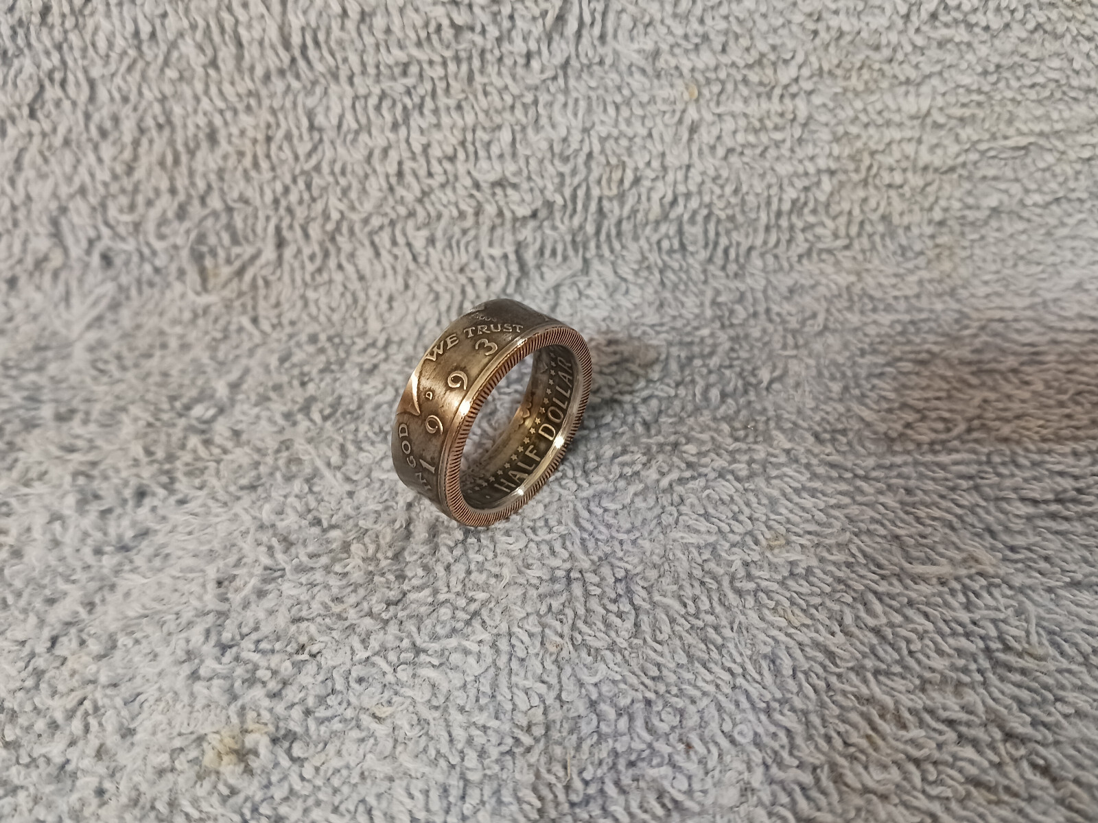 1993 Kennedy Half Dollars  size 9  coin ring  Handmade mixed metals (A)