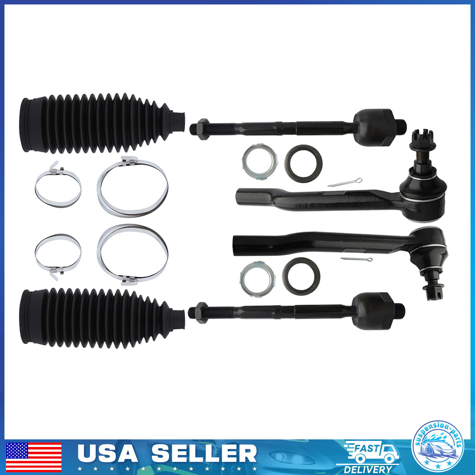 Front Inner & Outer Tie Rod Ends Bellow Boot For 2014-2022 Honda Pilot Acura MDX