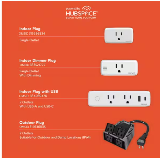 Volt Indoor Smart Plug & Timer Wi-Fi Bluetooth Single Outlet Powered by Hubspace