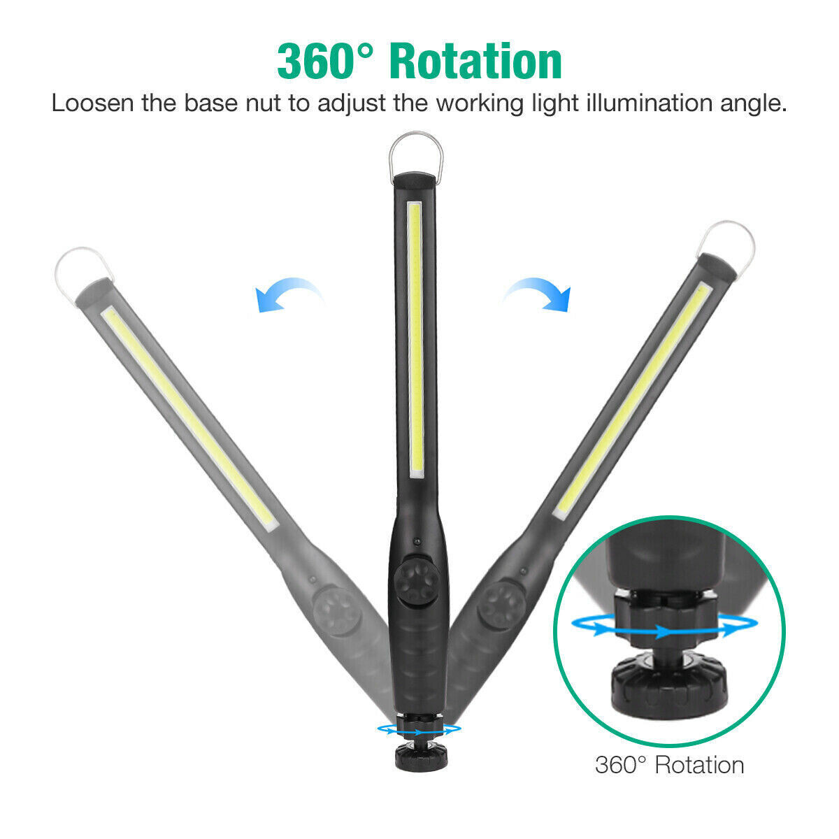 Rechargeable LED COB Slim Work Light Mechanic Flashlight Lamp Bar Camping Torch