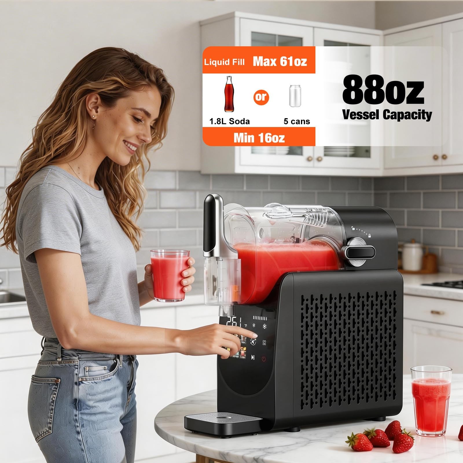 Slushie Machine No Ice Needed, Auto-Clean, Slushy Machine for Home, 220W Quick F