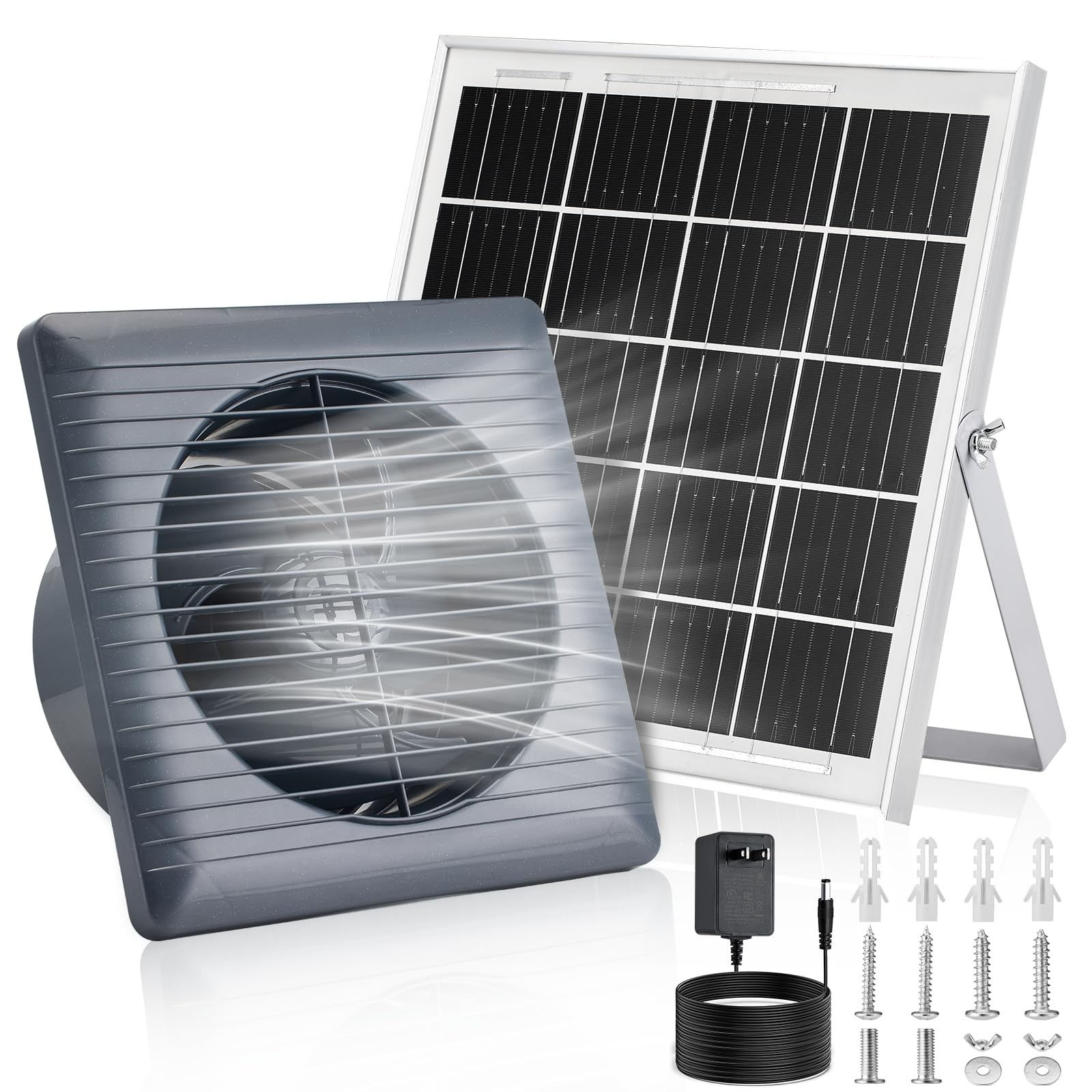 HighSpeed Solar Exhaust Fan Kit with 25W Panel, Bracket, and AntiBackflow