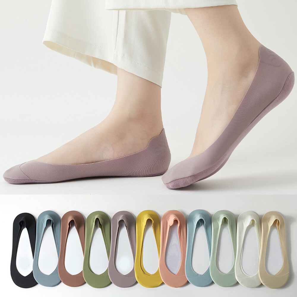 Cross Low-cut Ankle Socks Ice Silk Seamless Invisible Solid Boat Socks Hosiery