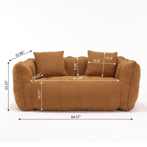 Bean Bag Sofa with high resilience foam core Bean Bag Chair for 2 people Yellow