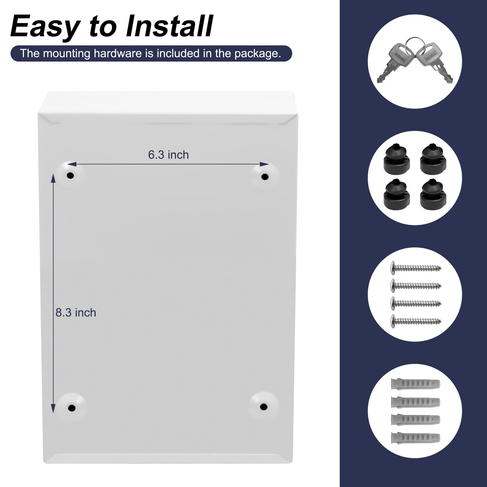 Wall Mount Mailbox, Mail Box with Key Lock, Dropbox with Slot for Envelope, O...