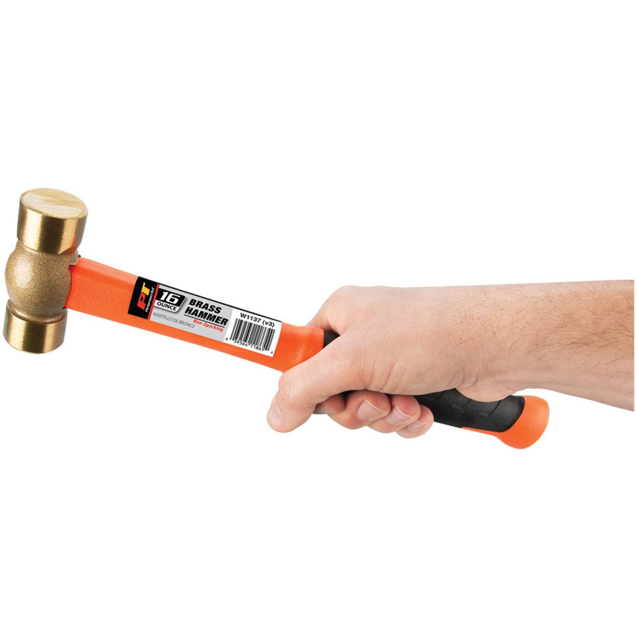 Performance Tool 16 oz Solid Brass Head Hammer W1137 Fiberglass Handle