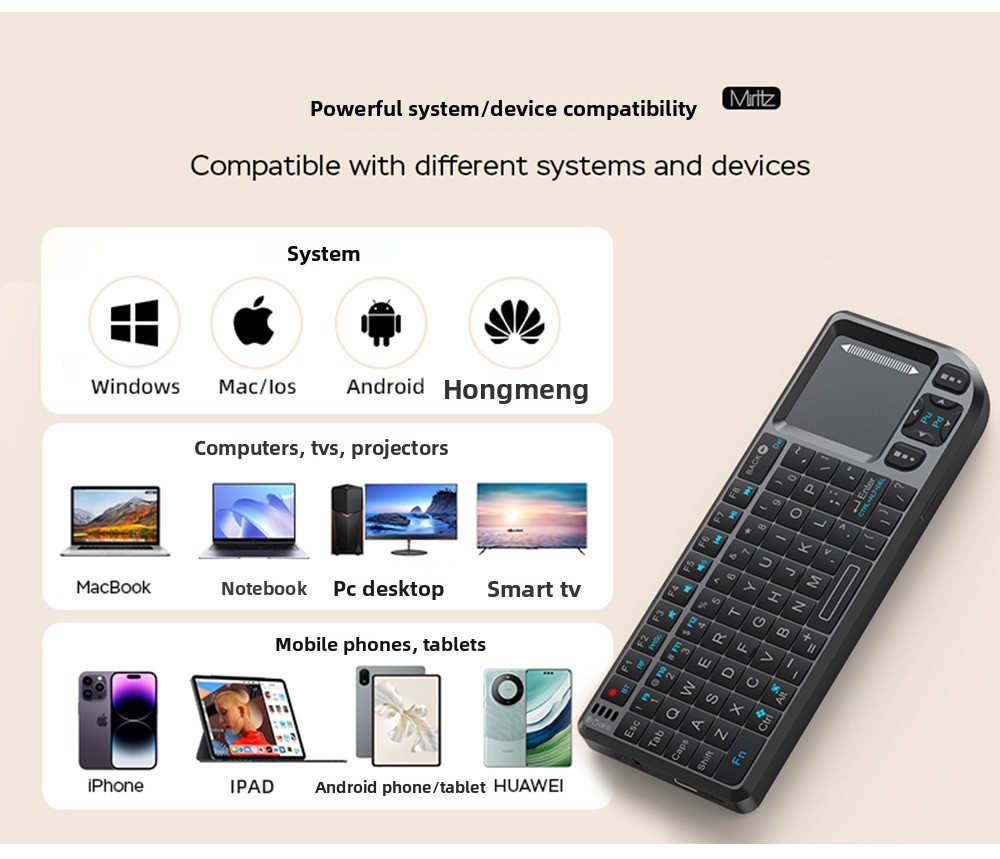 NEW-K808V2 Mini Wireless Keyboard Touchpad 2.4G/Bluetooth Laser Pointer
