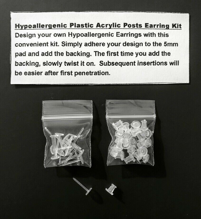 20 Pcs -Metal Free - Hypoallergenic - Earring Design Kit -Acrylic Posts w/ Backs
