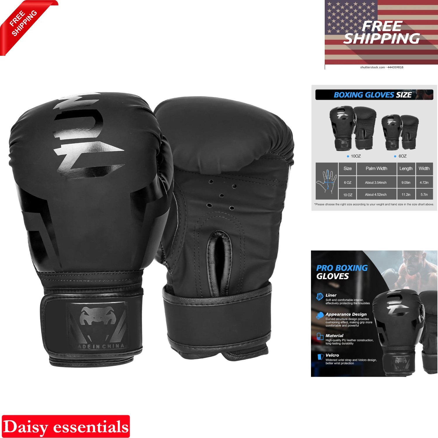 Boxing Gloves Training Sparring Muay Thai MMA Kickboxing Youth XS Faux Leathe...