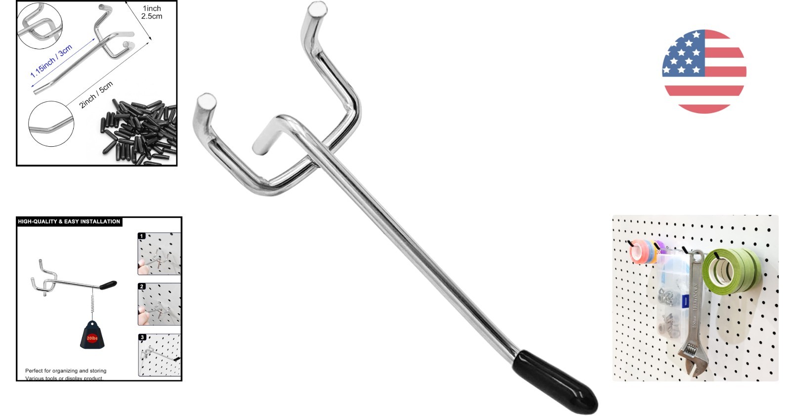 Effortless 2-Inch Pegboard Hooks - 32 Pack for Secure Tool & Supply Organization