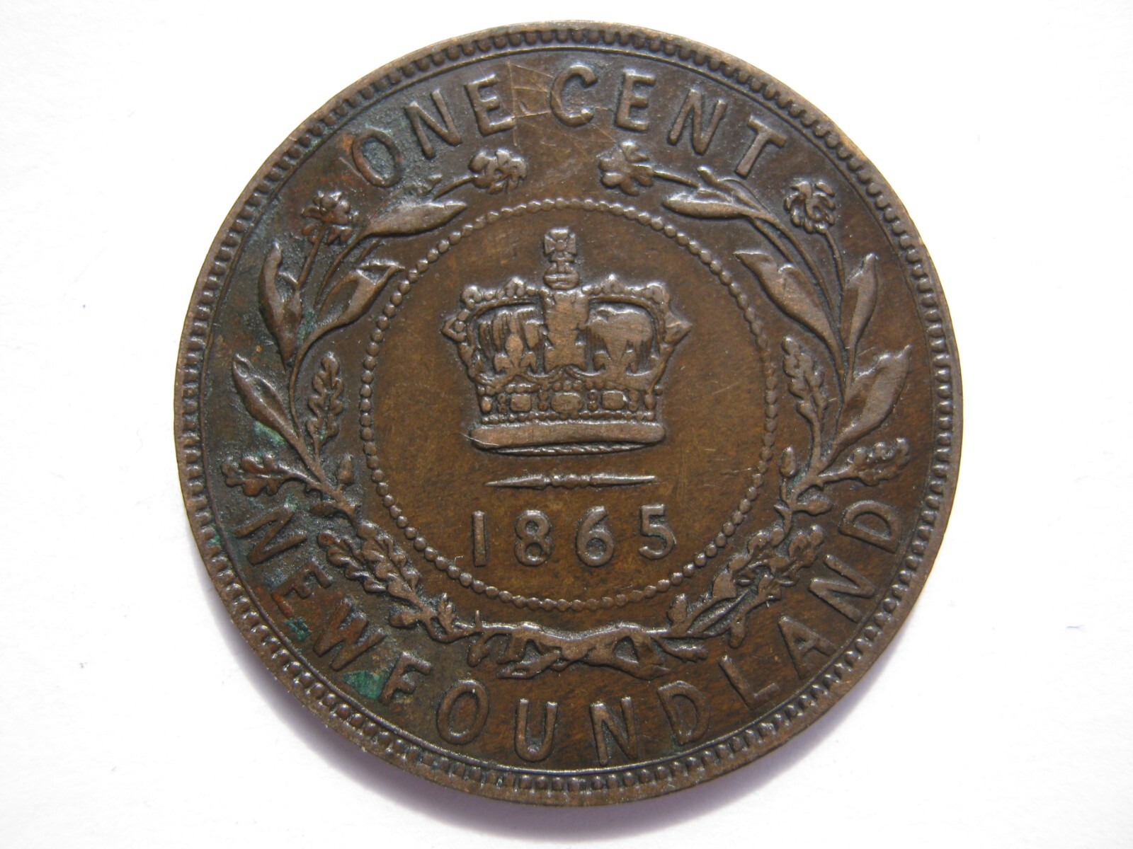 Canada Newfoundland 1865 bronze One Cent VF graffiti