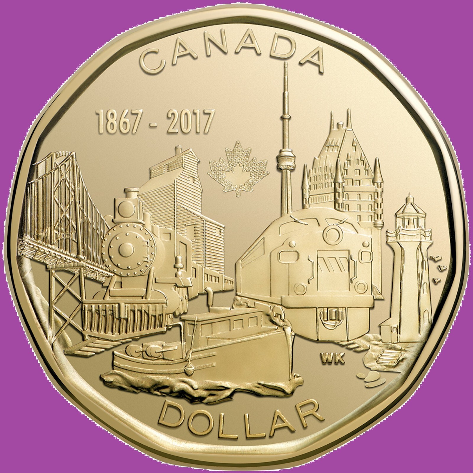 2017 Canada Connecting Nation Loonie Coin. Mint UNC One Dollar $1 Loon