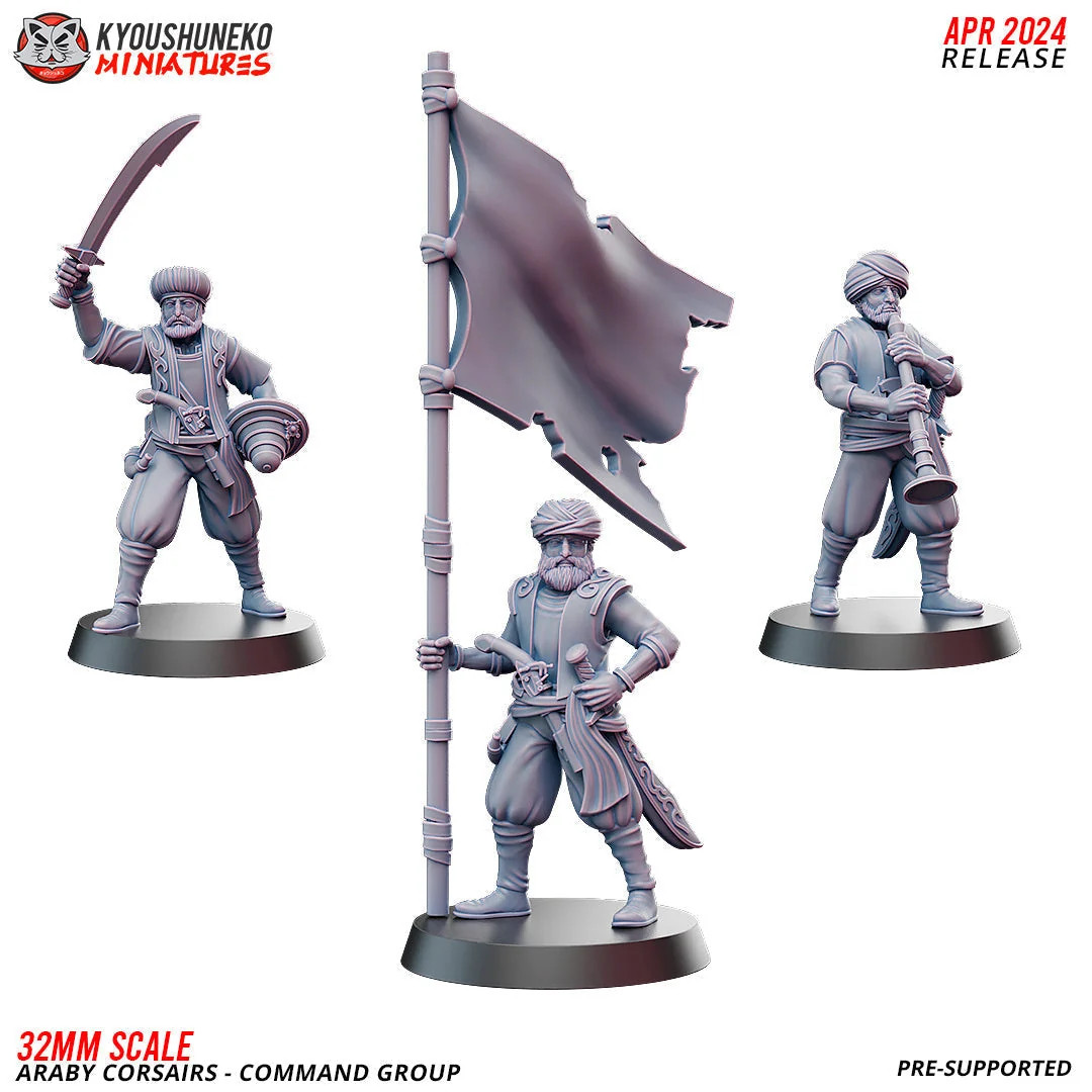 Araby Corsairs - Command Group (Set of 3) - 28-32mm - Resin Tabletop Miniatu