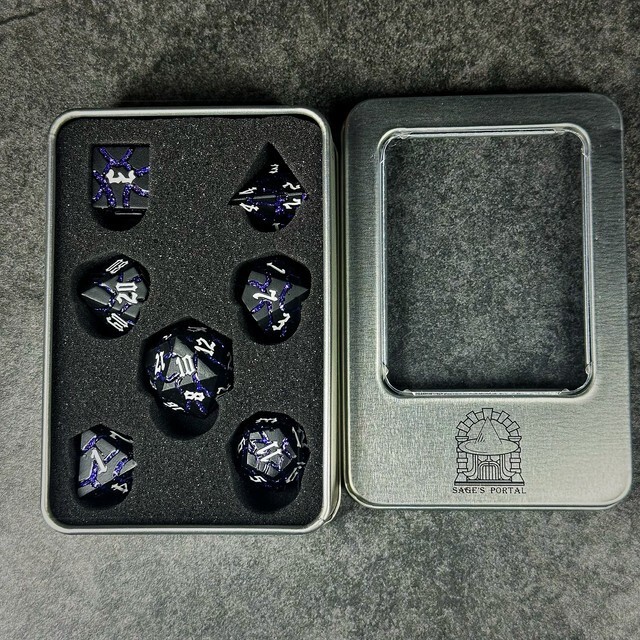 Sage's Warp Stones White Dwarf Star Metal Polyhedral Dice Set | Dnd RPG