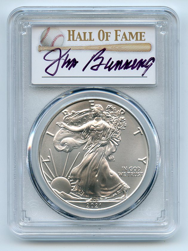 2021 $1 American Silver Eagle Type 1 PCGS MS70 FDOI Jim Bunning