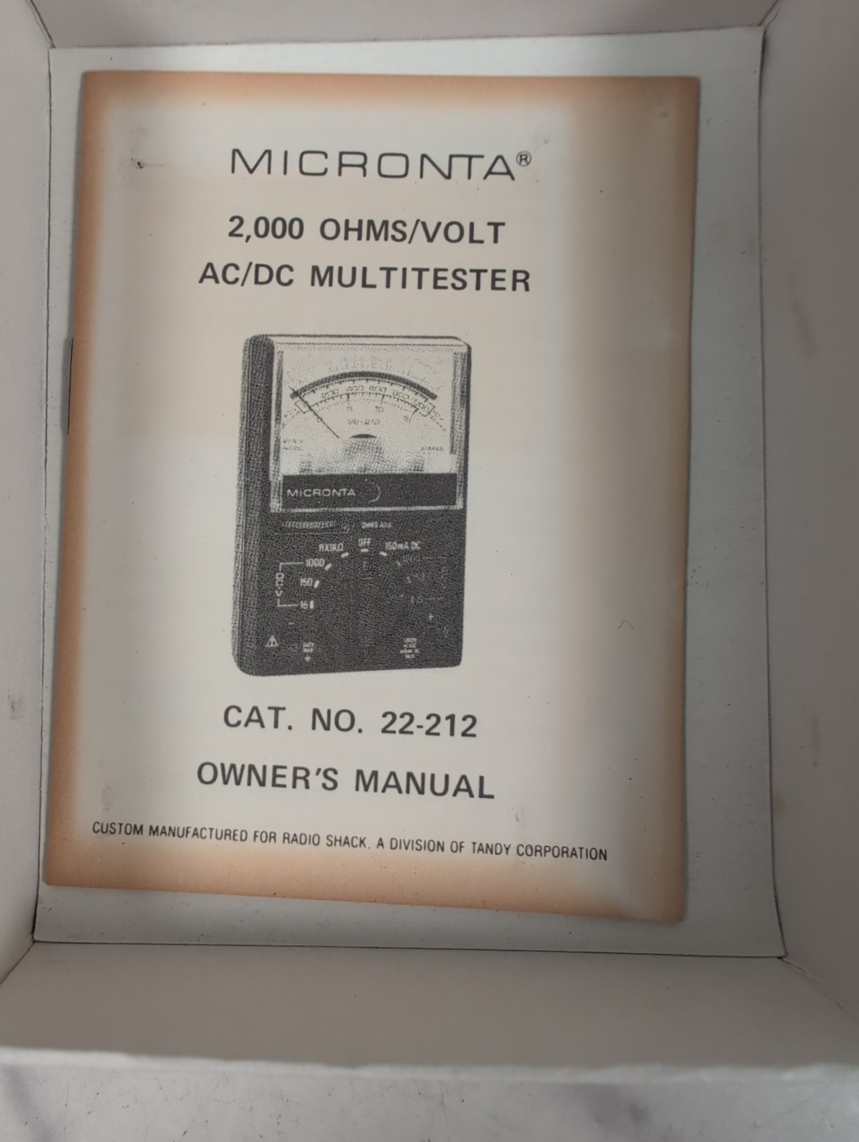 Vintage RadioShack Micronta 22-212 Multimeter 8 Range AC/DC Current Ohms Tester