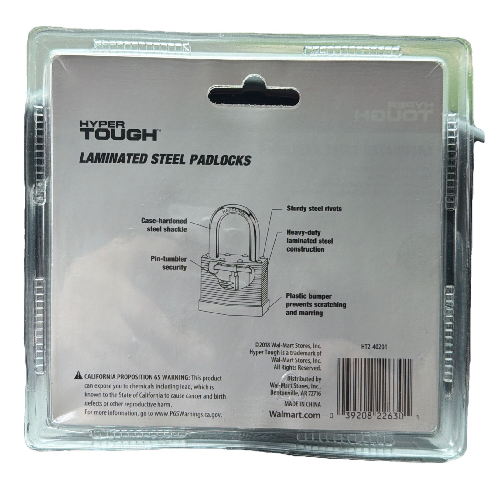 2 Pack Hyper Tough Laminated Steel Padlocks w/ Keys
