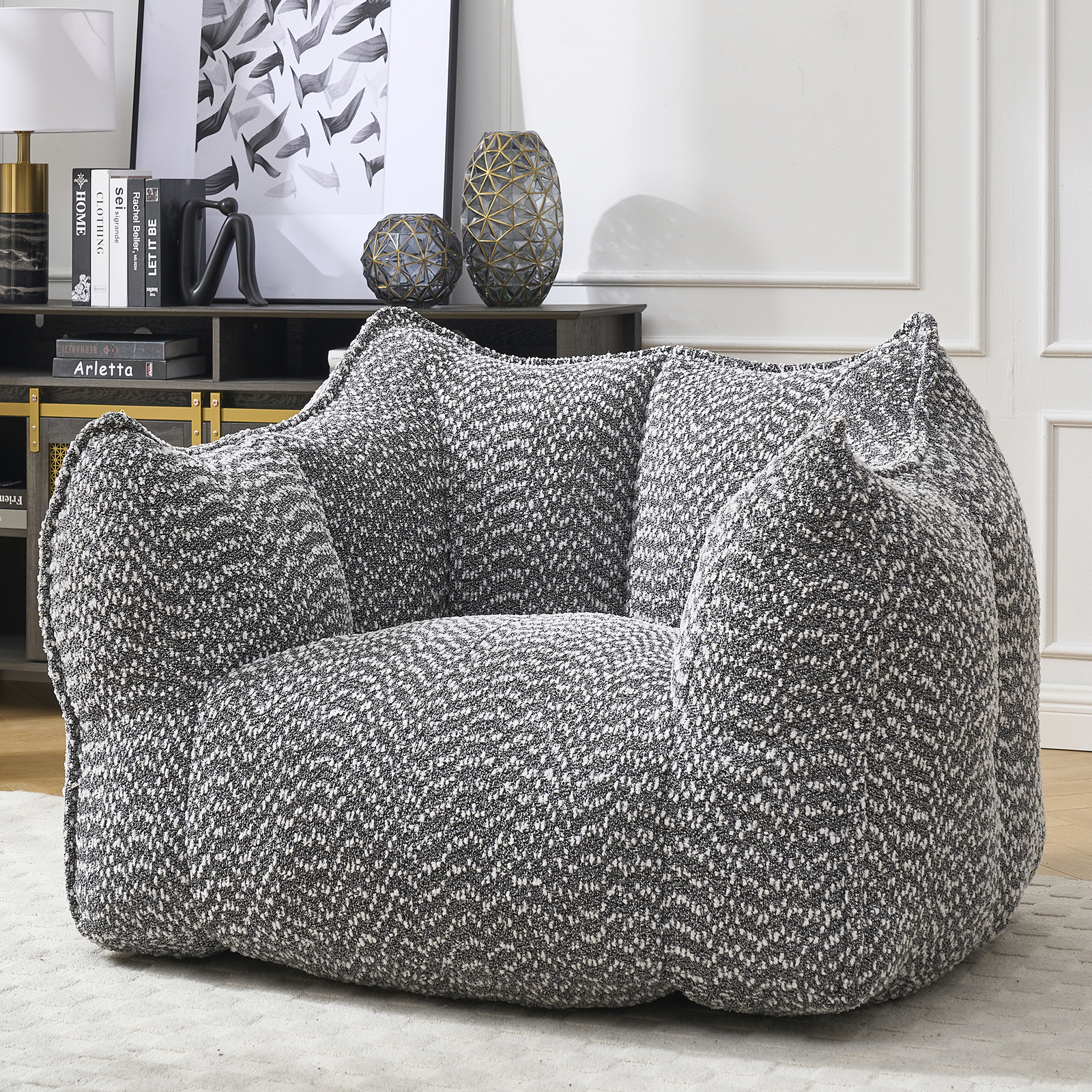 Bean Bag Chairs resilient foam for bedrooms comfortable square lazy sofa Grey