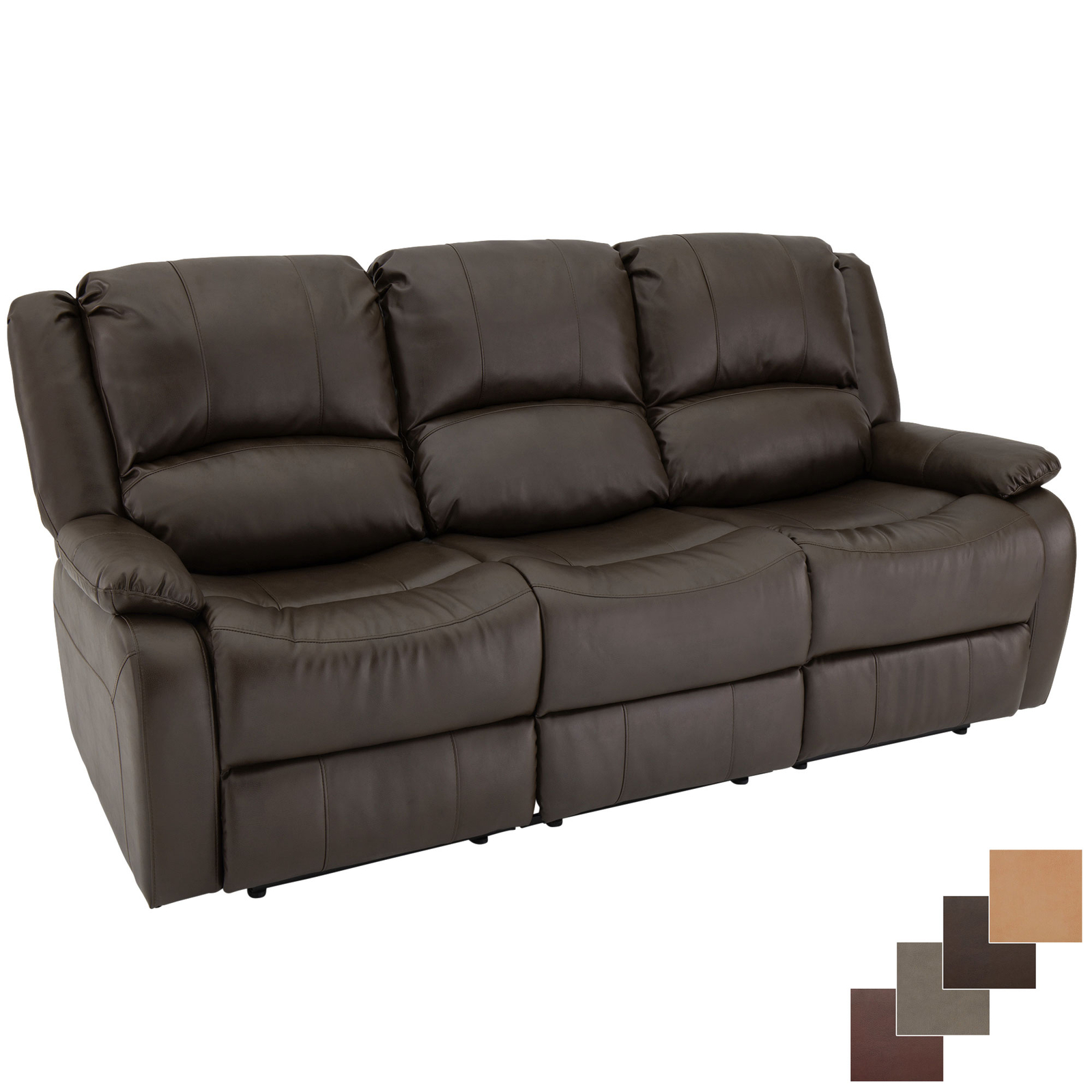 RecPro Charles 80" Triple RV Zero Wall Recliner Sofa with Drop Console Chestnut