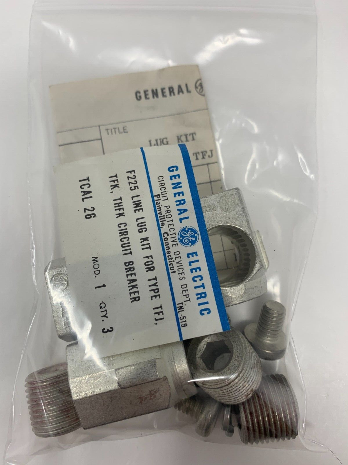General Electric TCAL26 F225 Line Lug Kit TFJ TFK THFK Circuit Breaker Qty. 3