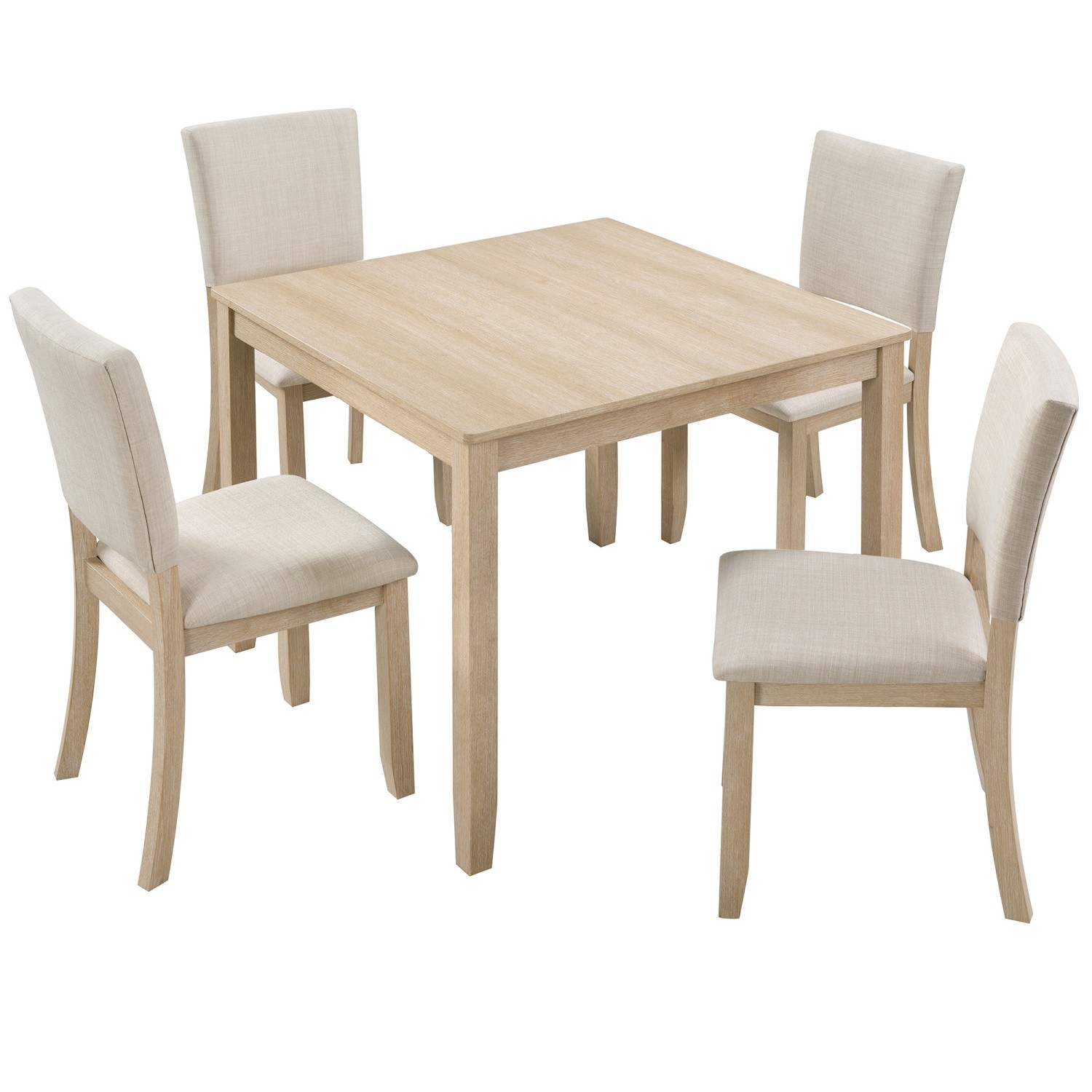 5 Piece Dining Table Set Wood Dining Table with 4 Upholstered Chair for Kitchen