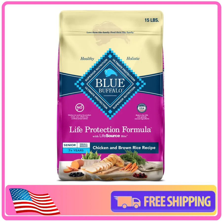 Blue Buffalo Life Protection Small Breed Senior Dry Dog Food Chicken Rice 15lb