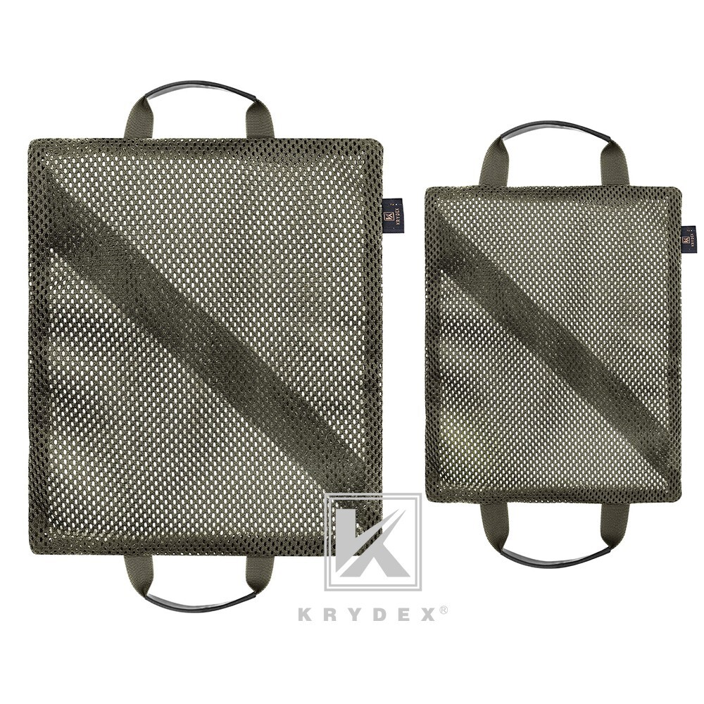 KRYDEX 2pcs Tactical Mesh Pouch Set Modular Storage Organizer Pockets Green BK