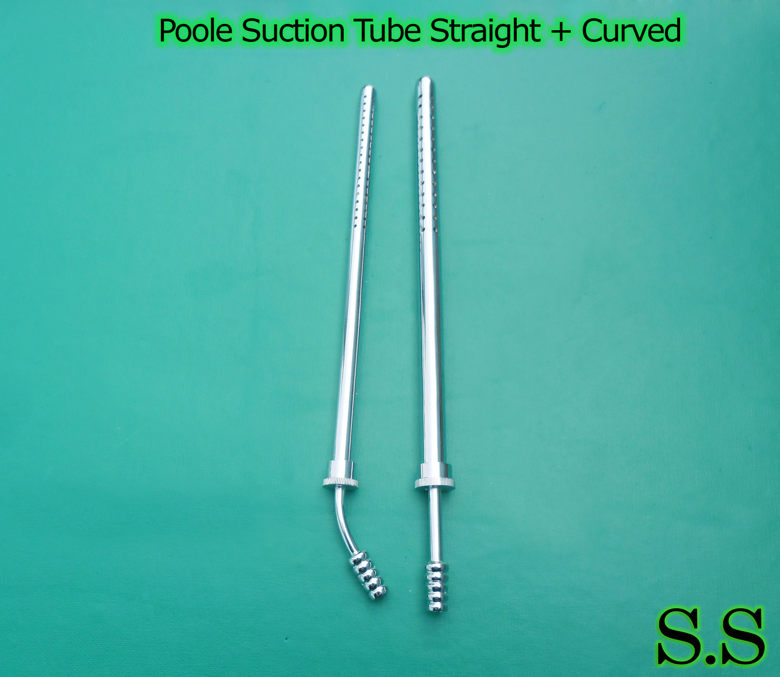 2 POOLE Suction Tube 23 Fr Straight & Curved Surgical Instruments