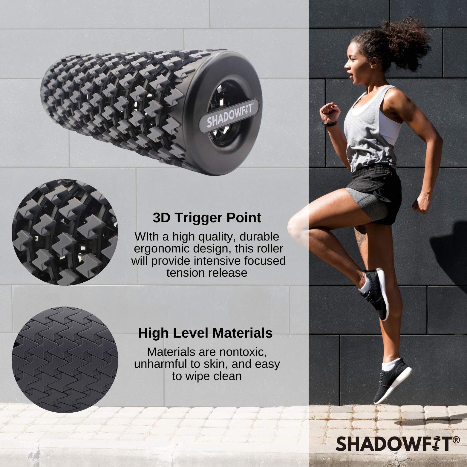 Adjustable Shadowfit Foam Roller Equipment for Sore Muscle, Tissues ∣ Mass