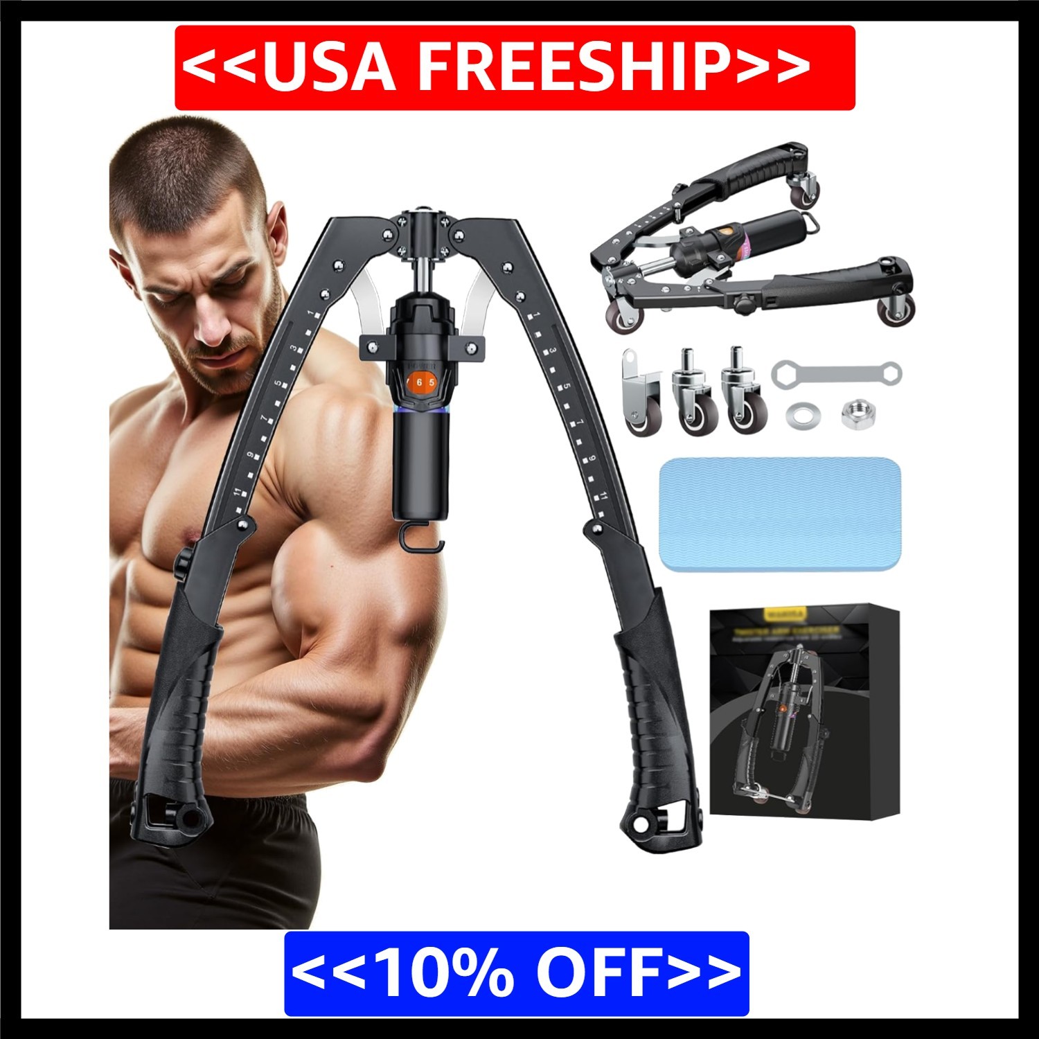 Twister Arm Trainer, 3 in 1 Hydraulic Power Chest Workout Equipment with Ab Roll