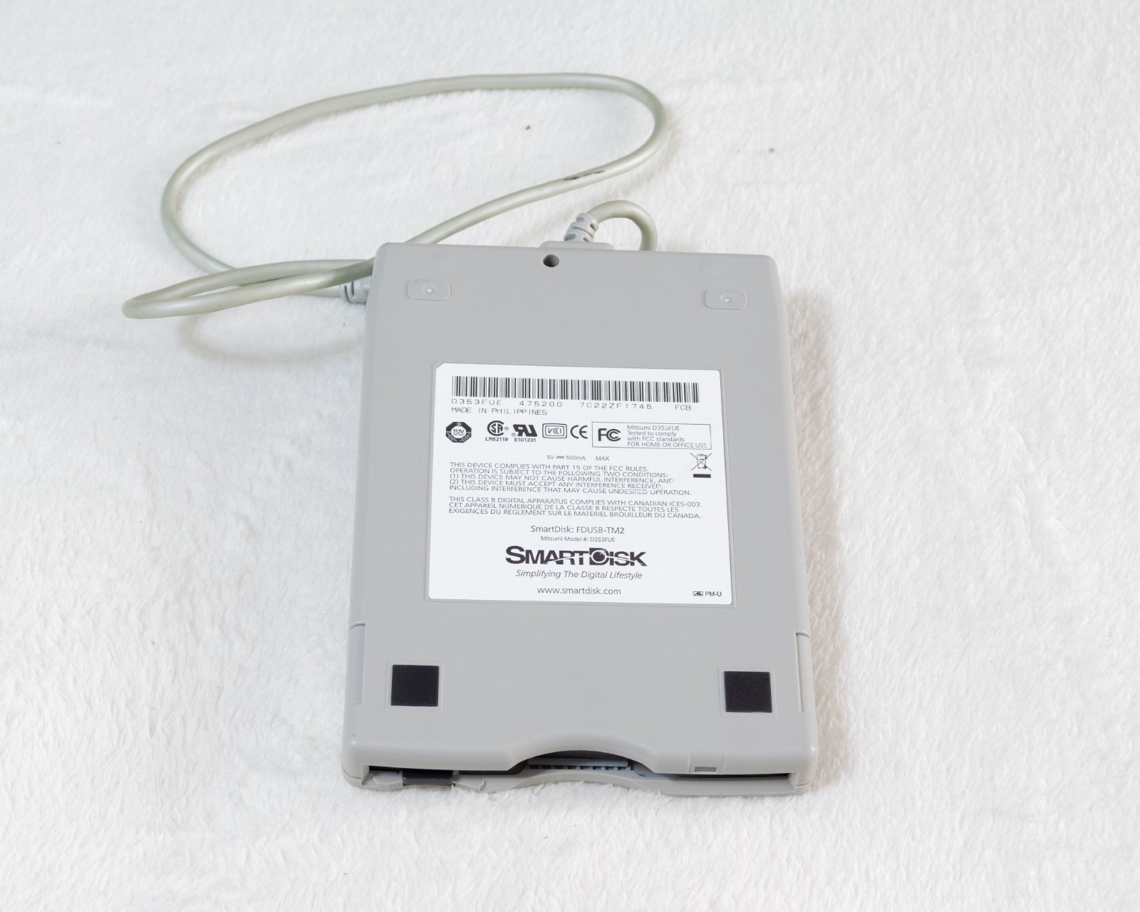 SmartDisk FDUSB-TM2 USB External 3.5" Floppy Disk Drive (Tested and Working)