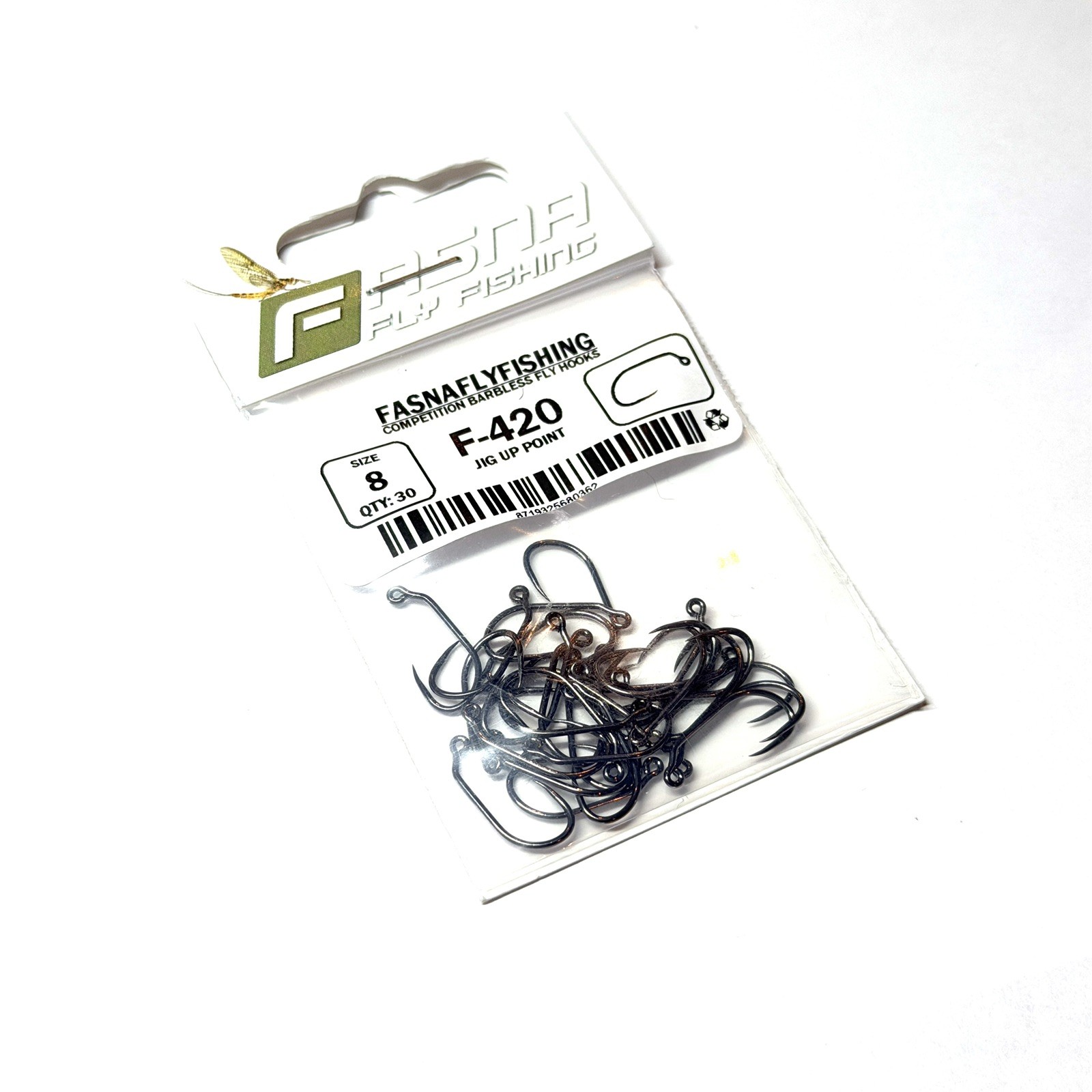 FASNA FLY TYING HOOKS F-420 JIG OFF WIDE GAPE FISHING X30 HOOKS! BARBLESS SIZE 8