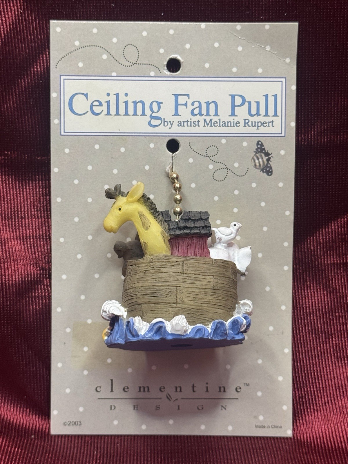 Noah’s Ark Clementine Designs Vintage Retro 2003 Fan Pull New W OG Packaging