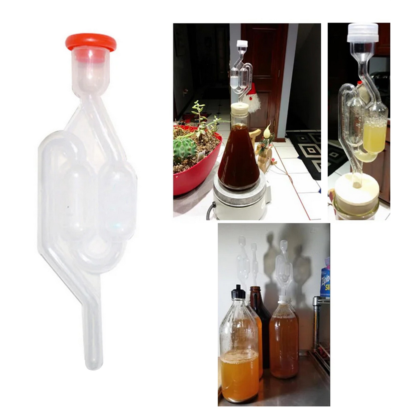 2PCS Transparent One-way Beer Making Tool Equipment Airlock Accessories