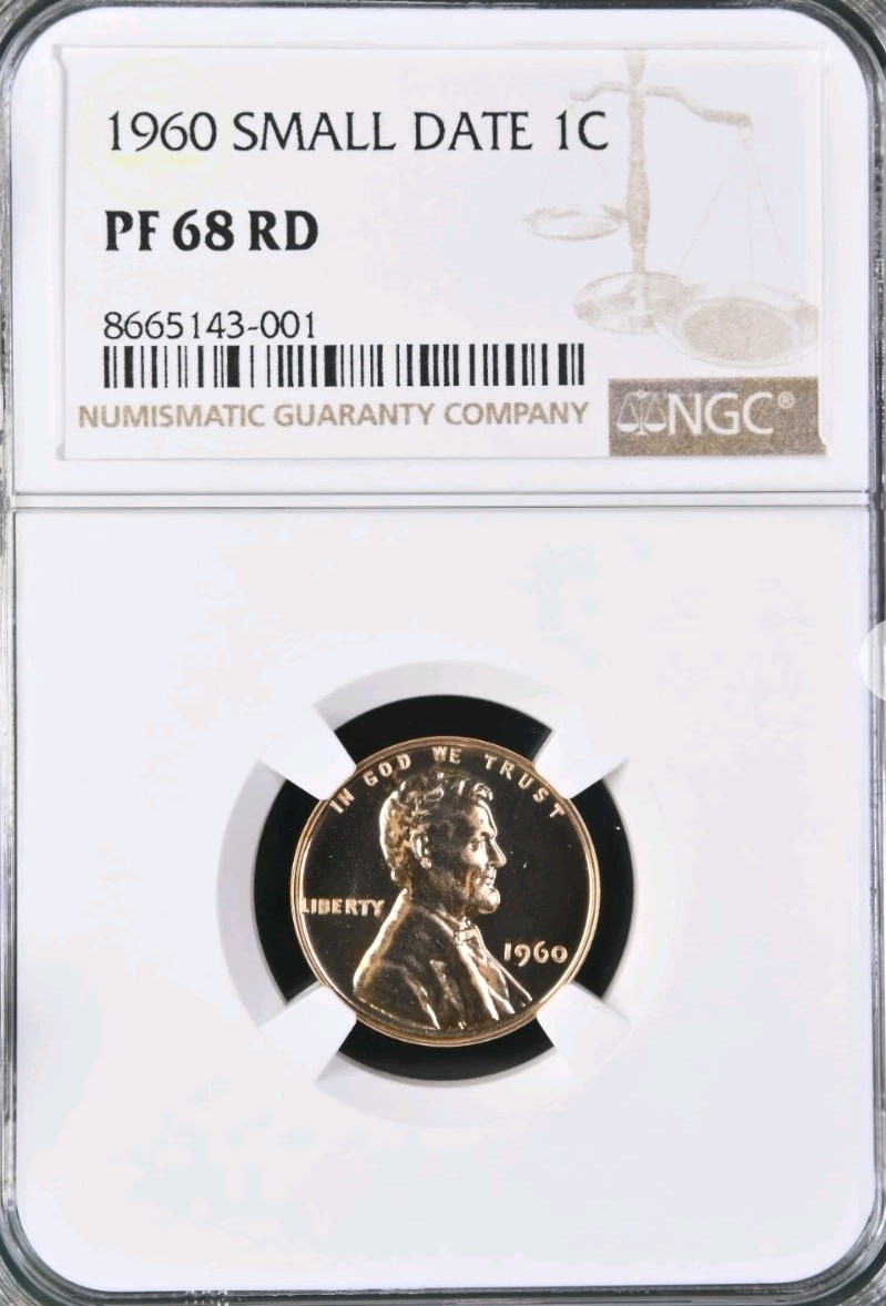 1960 Lincoln Memorial Small Date 1¢ NGC PF 68 RD