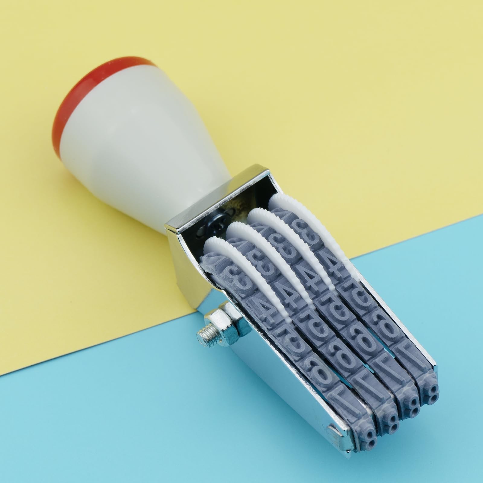 4 Digit Number Stamp by JPKTA,Rubber Changeable Office 4 Stamp, Grey