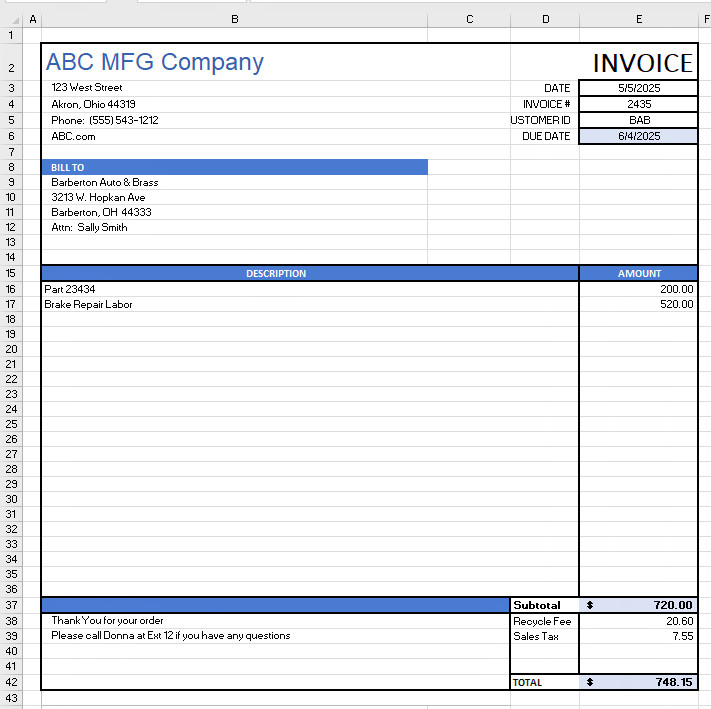EXCEL INVOICE TEMPLATE.  Create Invoices in Excel