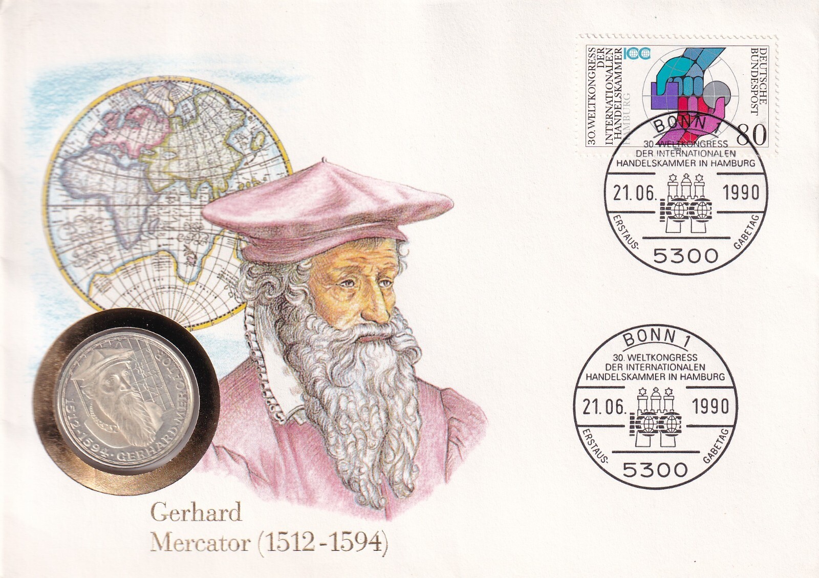 Numis letter with 5 DM 1969 Silver Gerhard Mercator and Federal Mi. No. 1471