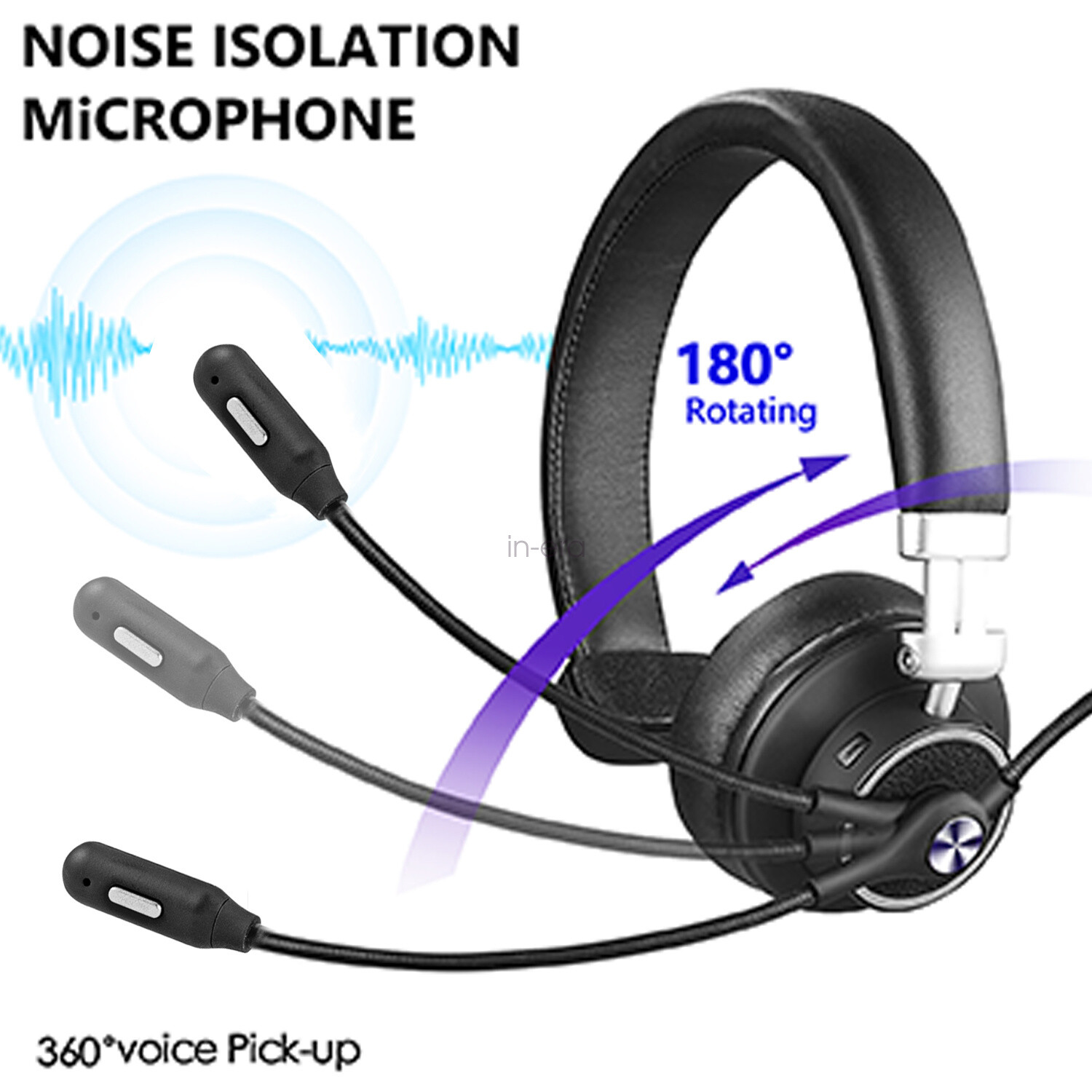 Truker Bluetooth Headset with Microphone Mute Button for Office Home Business