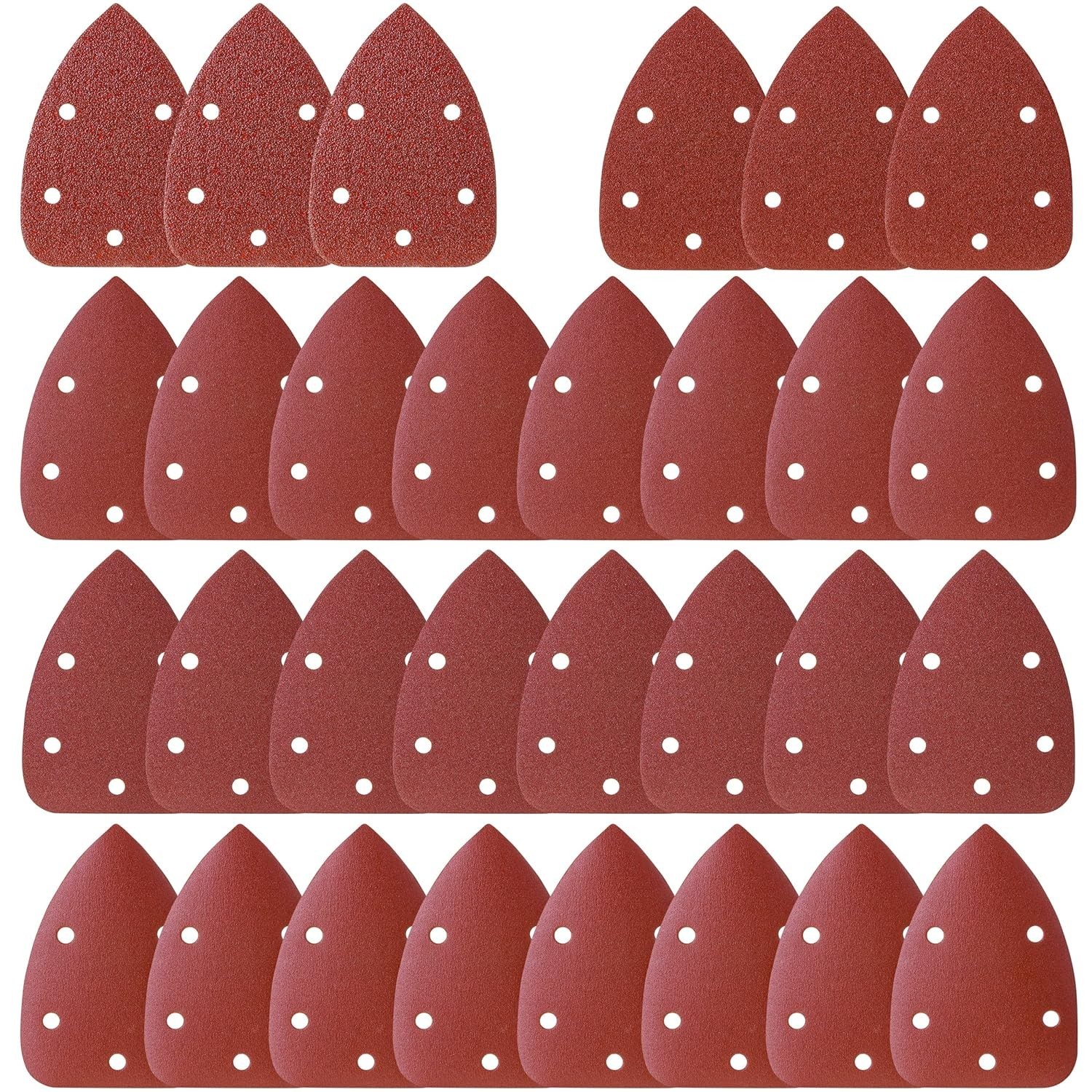 30 Pcs Mouse Detail Sander Pads Assorted Grits Palm Sanding Paper Pads