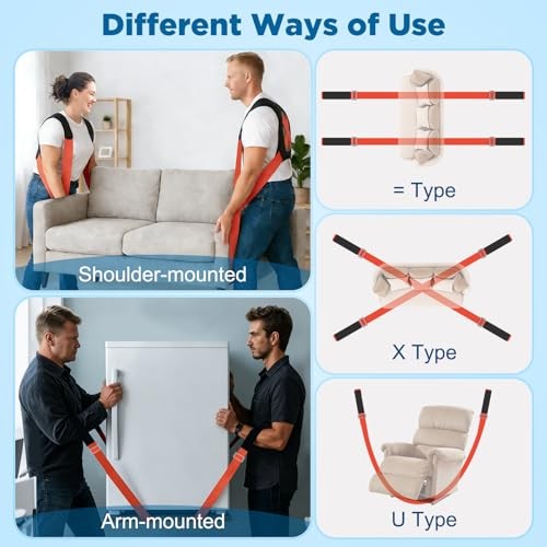 2-Person Moving Straps for Lifting - Shoulder Lifting and Moving System with