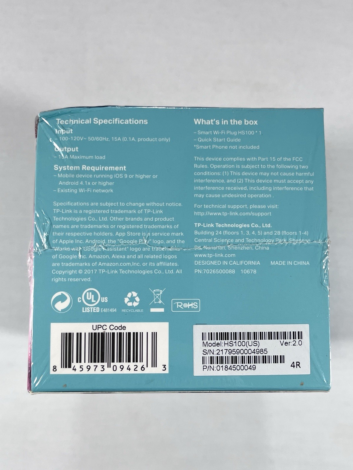 TP-Link Smart Wi-Fi Plug HS100 NIB
