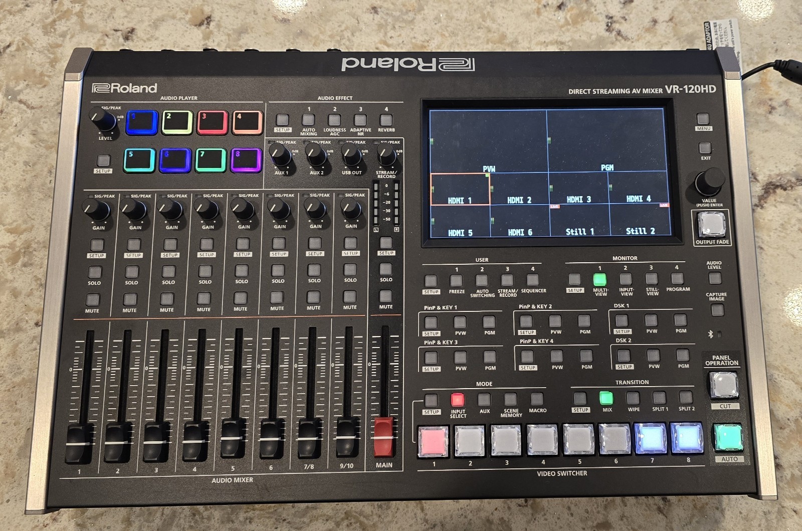 Roland VR-120HD AV Mixer Production Switcher 10 In  7 Out HDMI SDI with Case