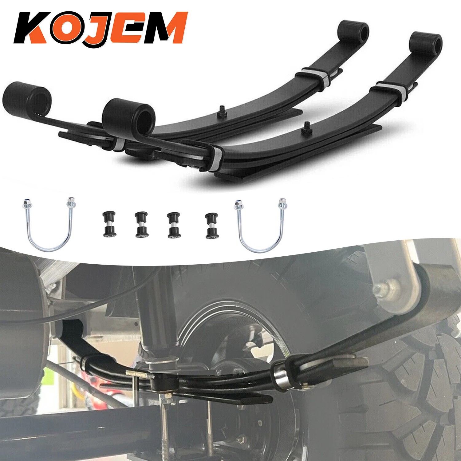 Heavy Duty Rear Leaf Springs for Club Car DS Golf Cart 1981+ 3 Leafs / Set of 2