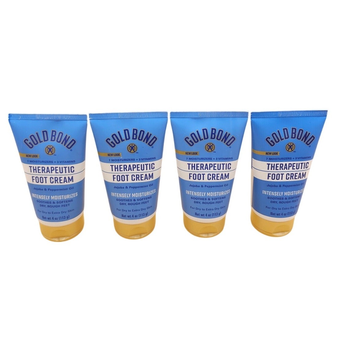 (4) Gold Bond Therapeutic Foot Cream Jojoba + Peppermint Oil 4 Oz Each Set of 4