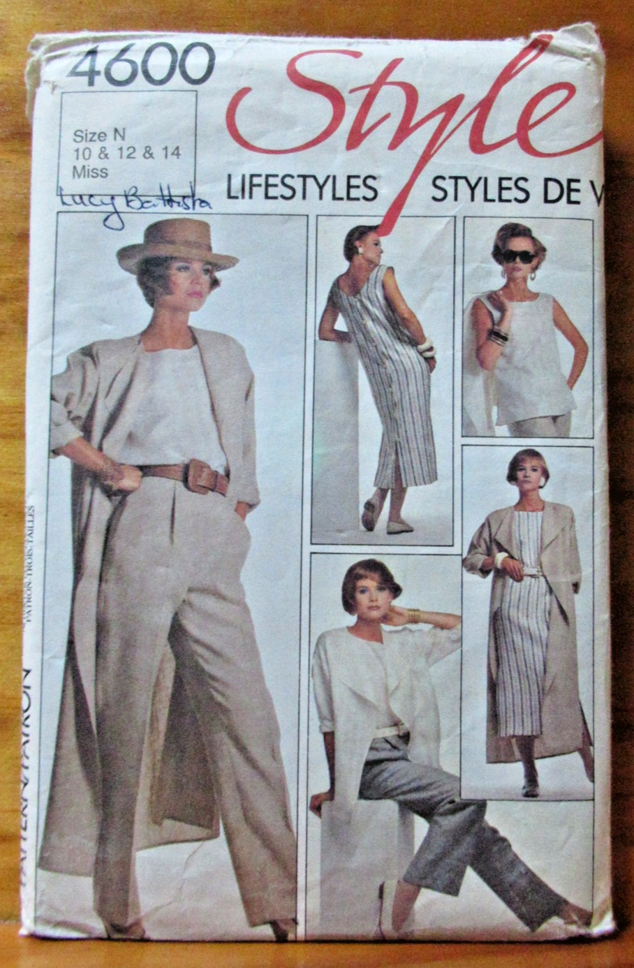 Style 4600 Lifestyles Misses Wardrobe Sewing Pattern Size 10 12 14 Vintage