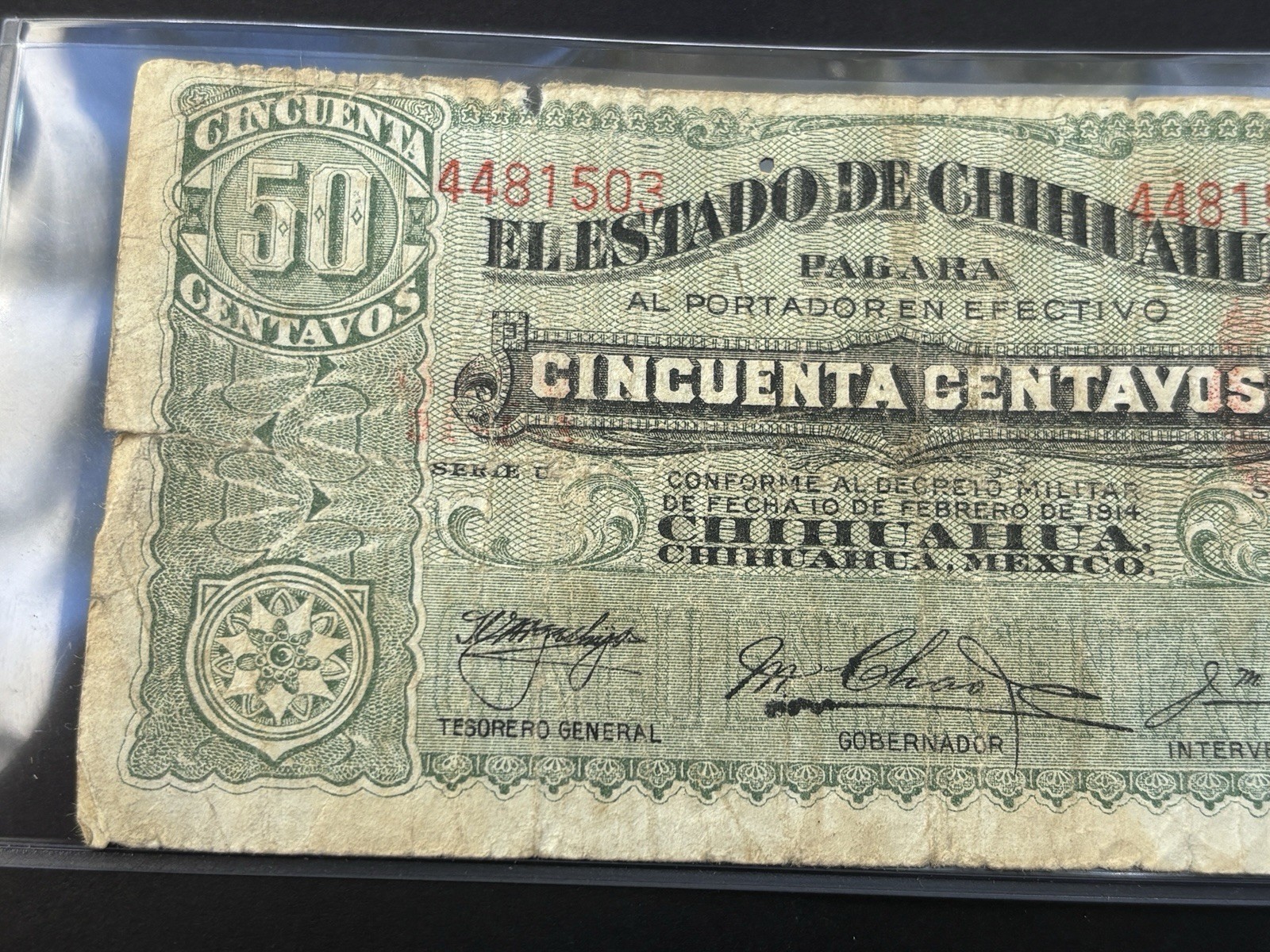 🇲🇽 1914 Mexico Chihuahua 50 Centavos Note — Circulated