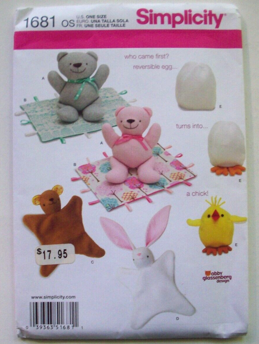 12 1/2" bear blanket chick toy craft pattern 1681 UNCUT