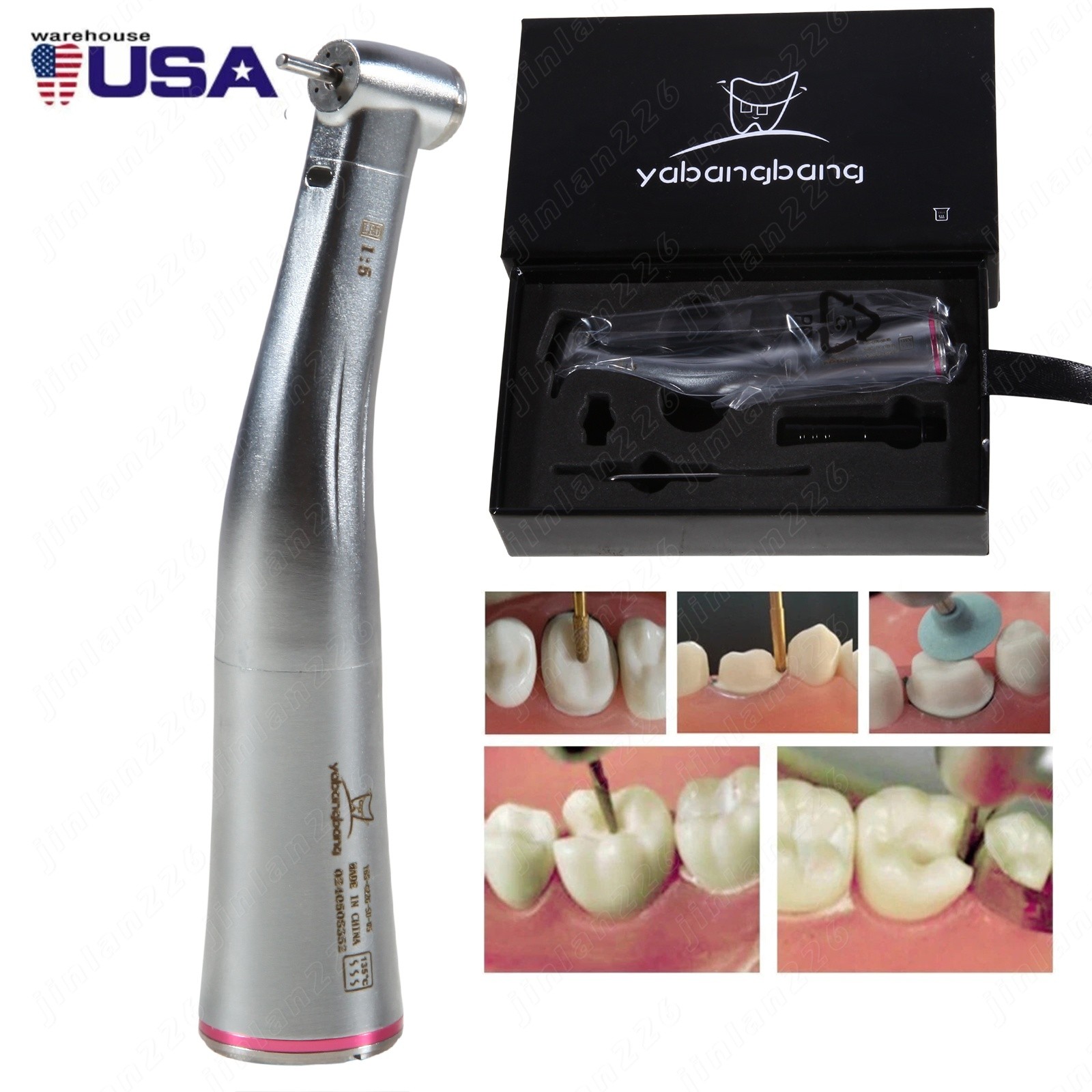 NSK Style Dental Electric Handpiece 1:5 Contra Angle Fiber Optic High Speed